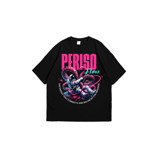 FLOWS DARK BLACK OVERSIZED TEES